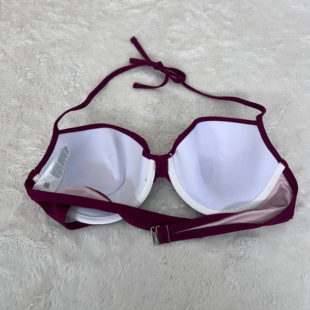 Cupshe‎ Womens Ruffle V-Neck One Piece Swimsuit & Bikini Top Set Plum Large NEW - Picture 11 of 15